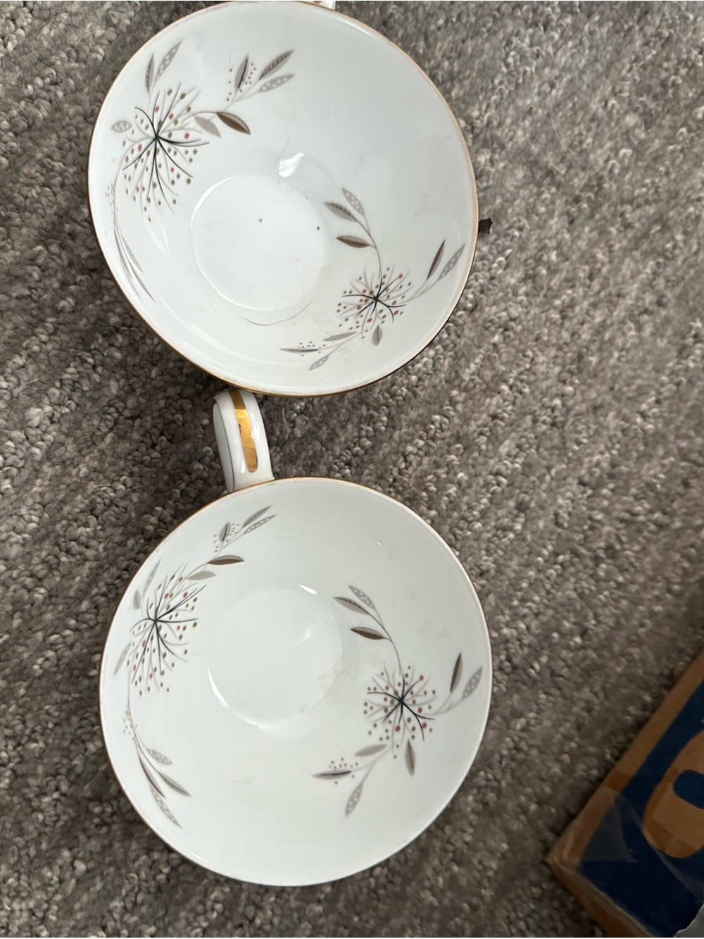 Noritake White Porcelain Cup with Gold and Light Blue Crest